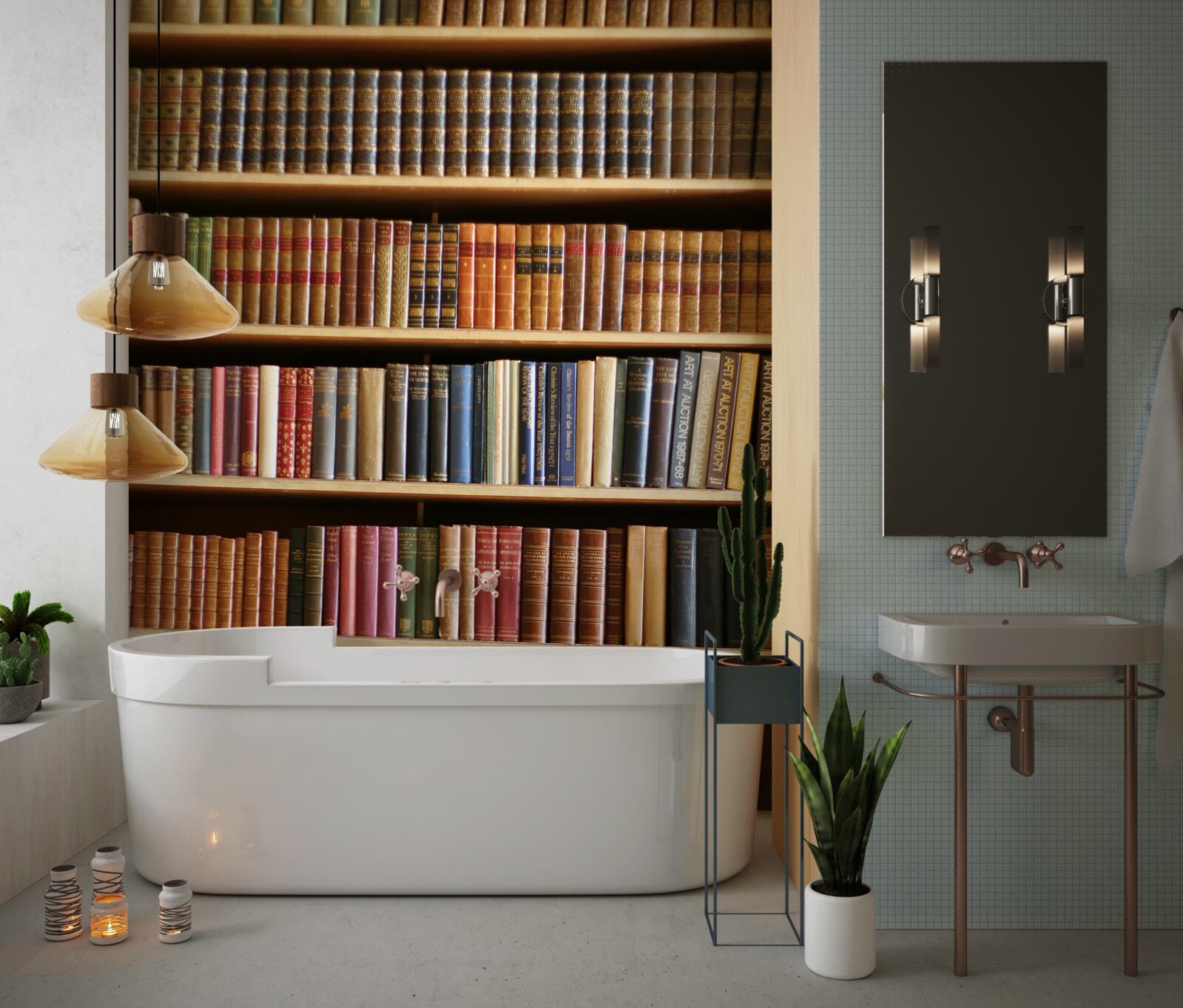 Fotobehang er staan veel boeken op de planken