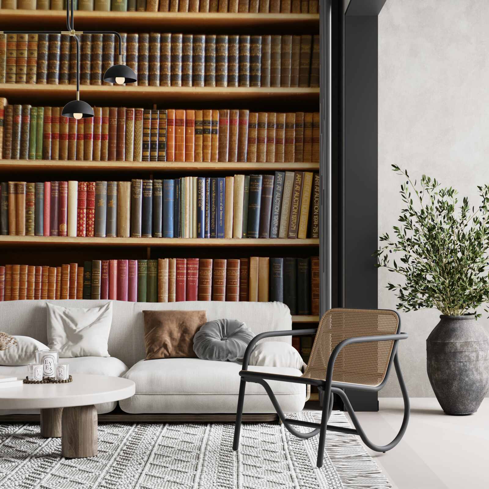 Fotobehang er staan veel boeken op de planken