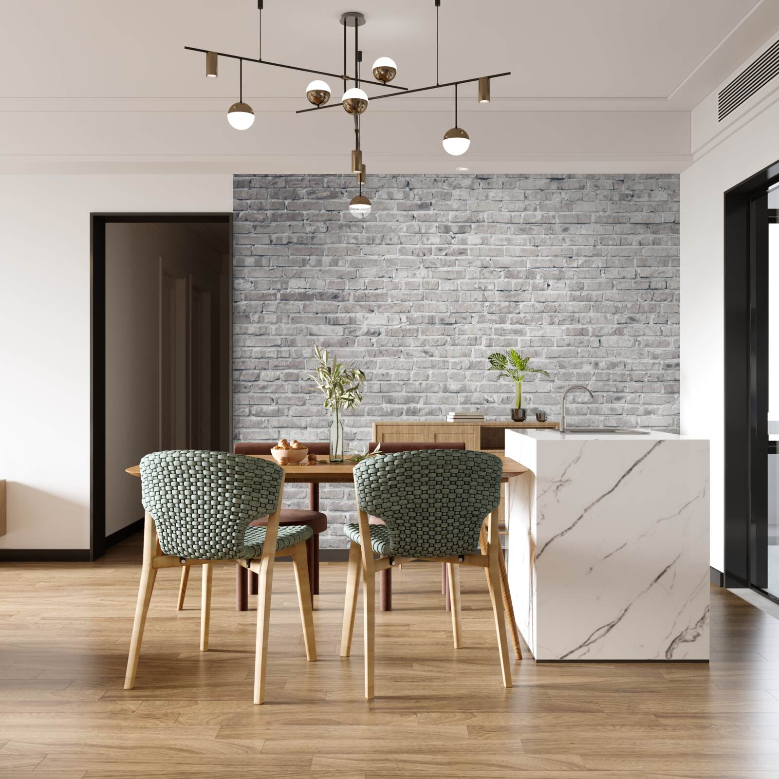 Fotobehang grijze en witte bakstenen muur