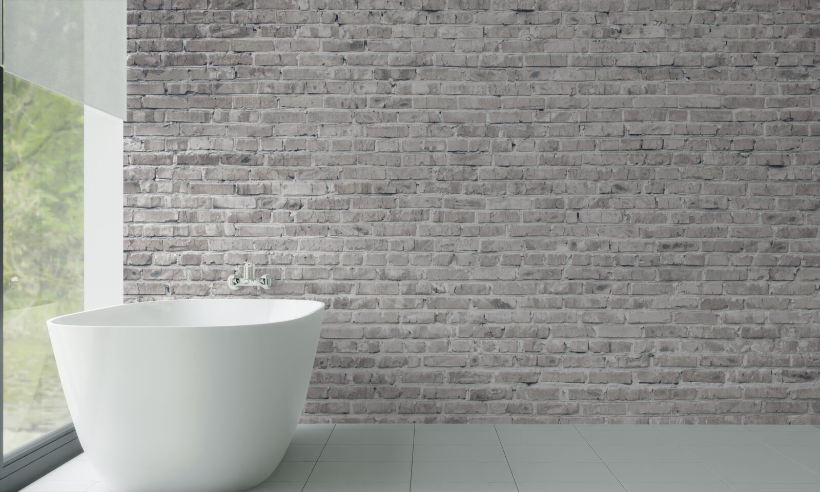 Fotobehang grijze en witte bakstenen muur