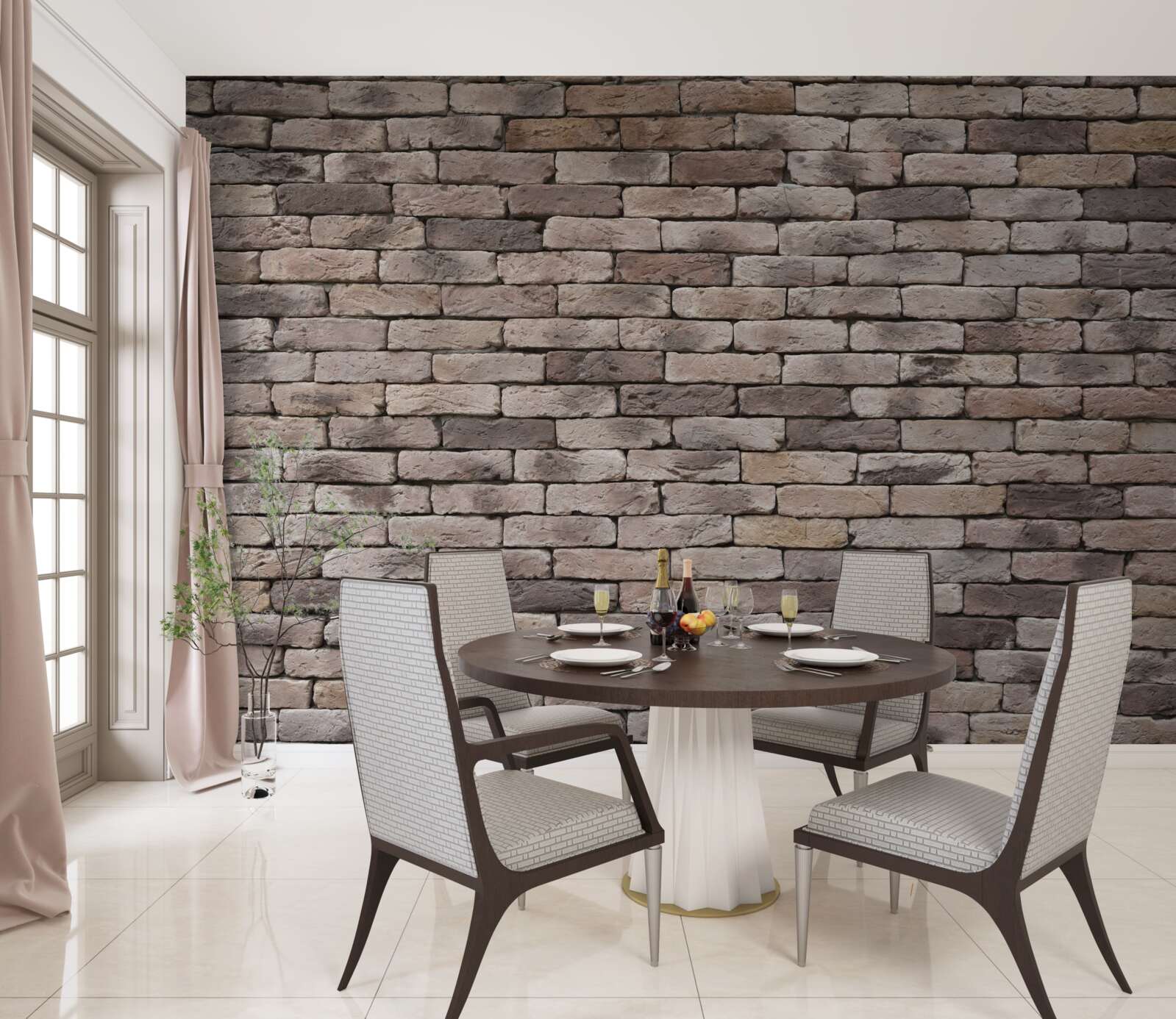 Fotobehang handgevormde bakstenen constructie