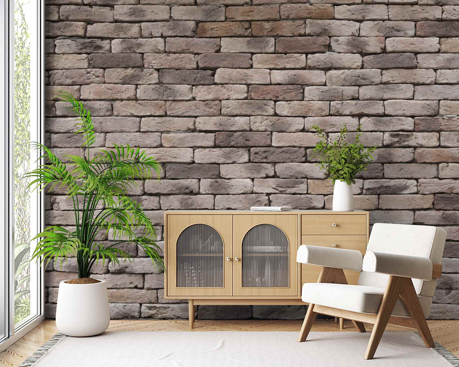 Fotobehang handgevormde bakstenen constructie