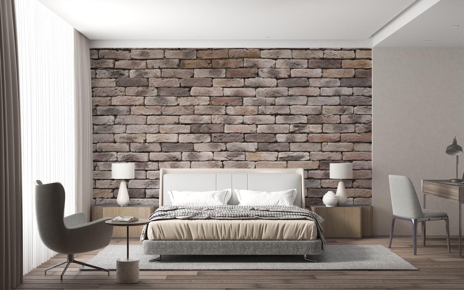 Fotobehang handgevormde bakstenen constructie