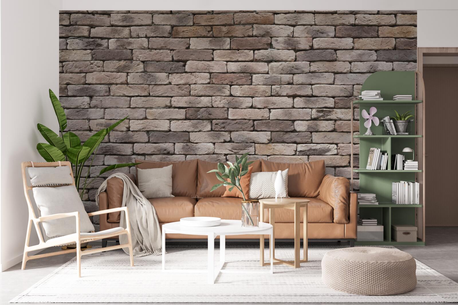 Fotobehang handgevormde bakstenen constructie