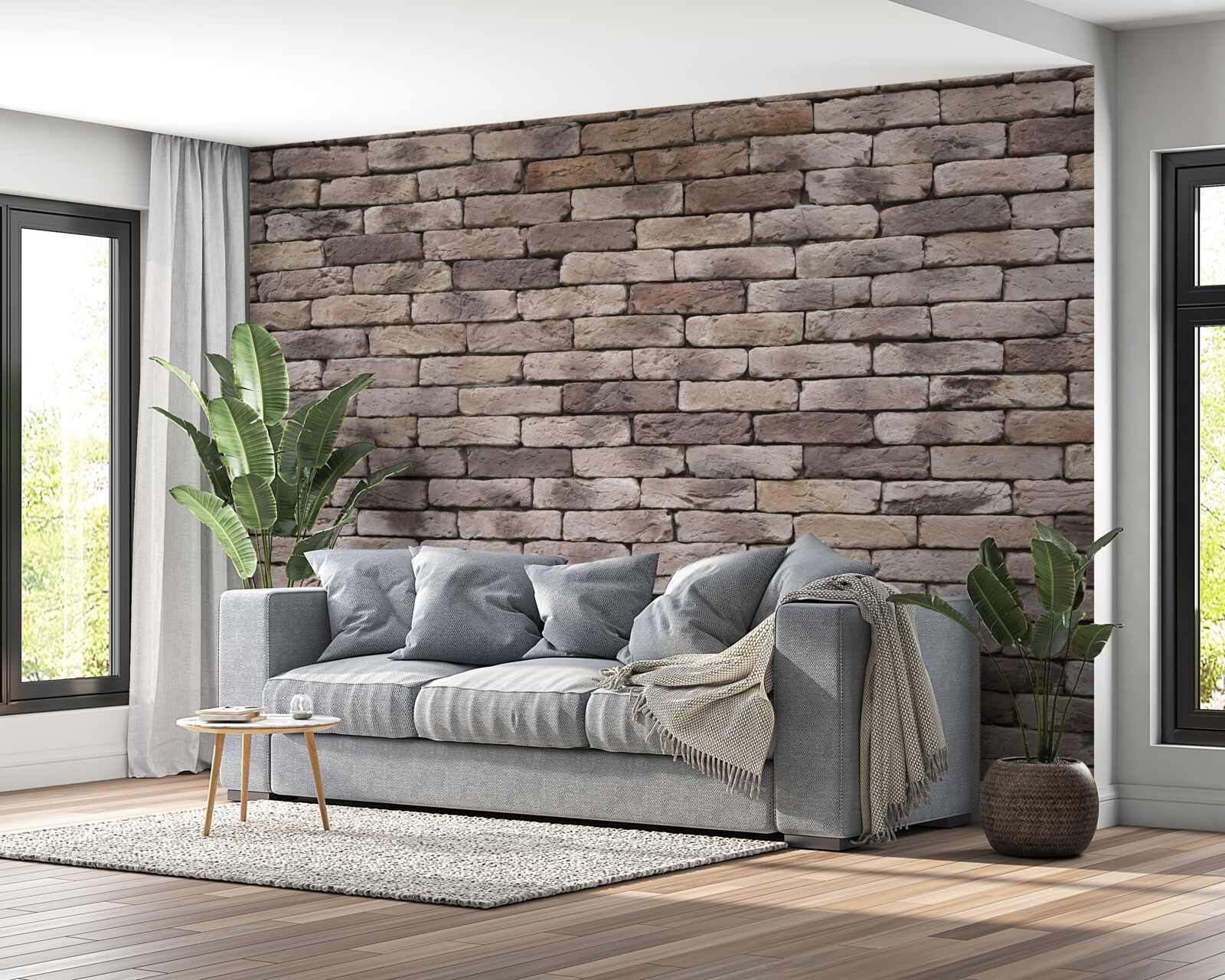 Fotobehang handgevormde bakstenen constructie