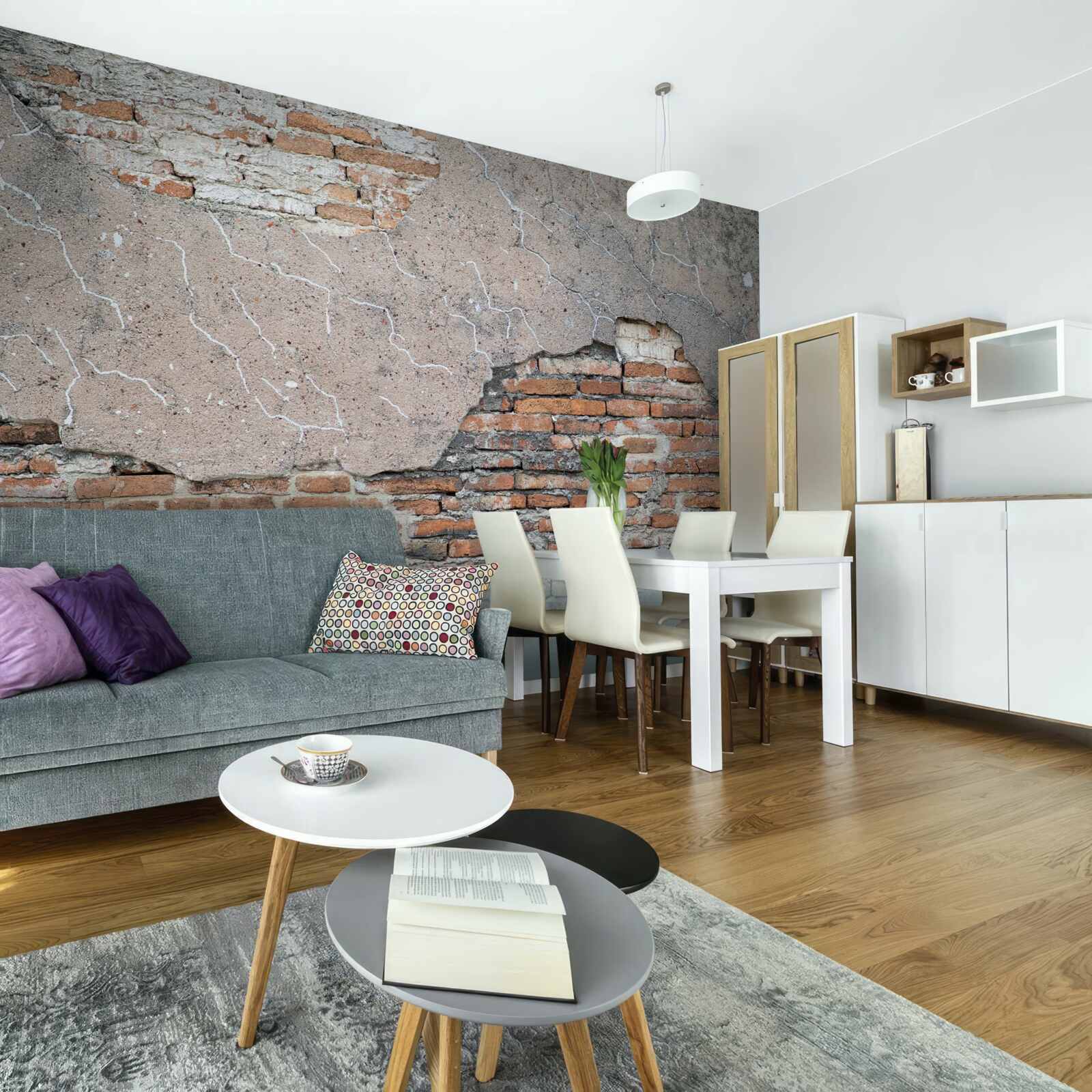 Fotobehang Een stenen muur die instort