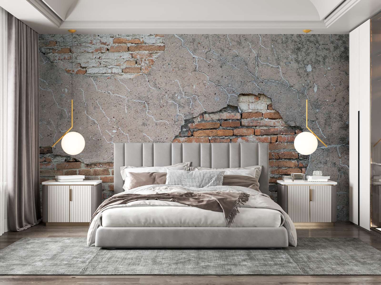 Fotobehang Een stenen muur die instort