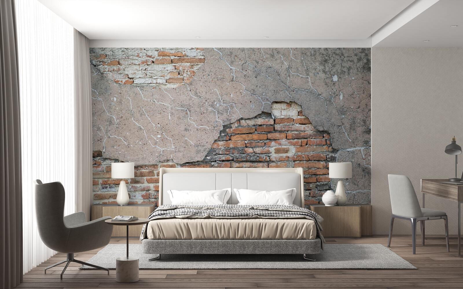 Fotobehang Een stenen muur die instort