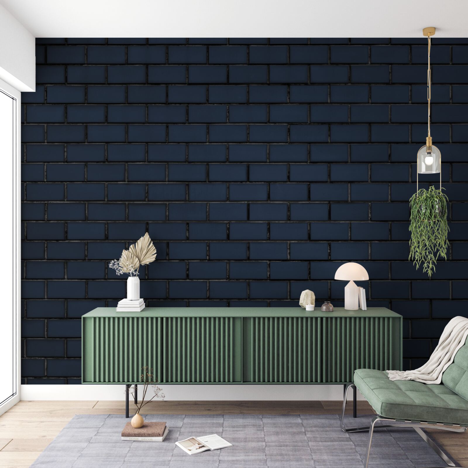 Fotobehang volledig donkere bakstenen muur