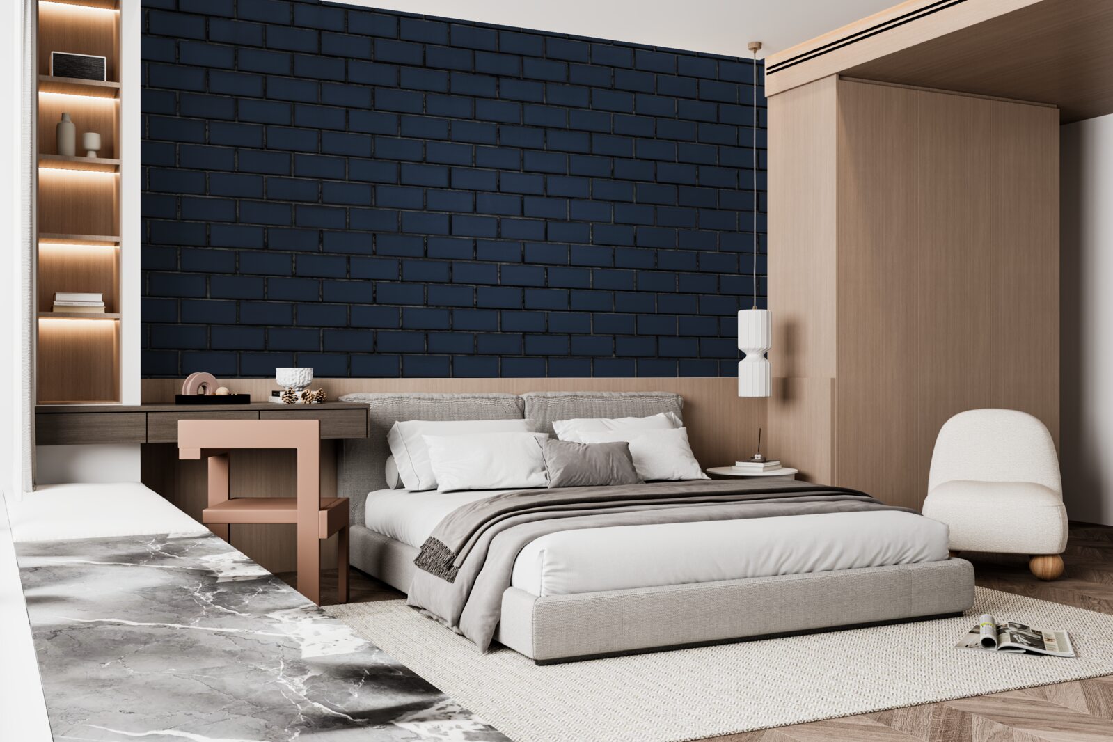 Fotobehang volledig donkere bakstenen muur