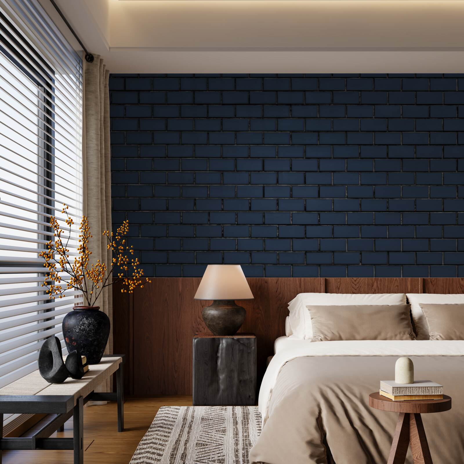 Fotobehang volledig donkere bakstenen muur