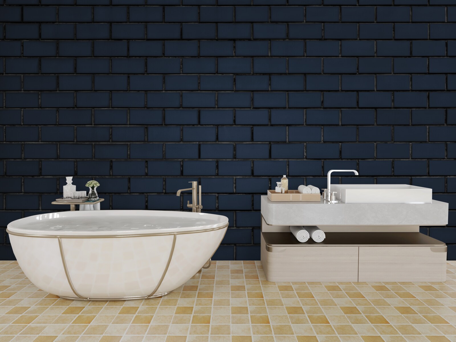 Fotobehang volledig donkere bakstenen muur