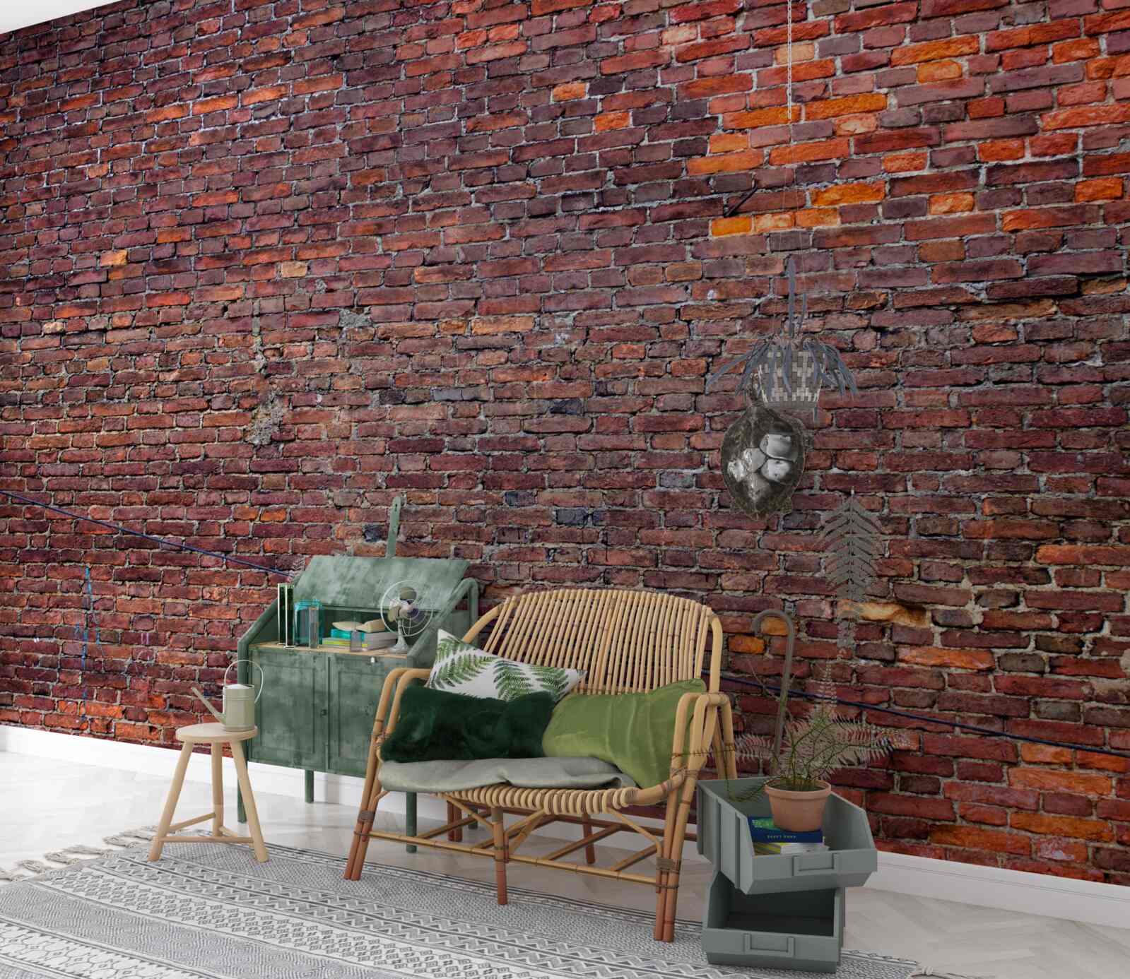 Fotobehang oude rode bakstenen muur