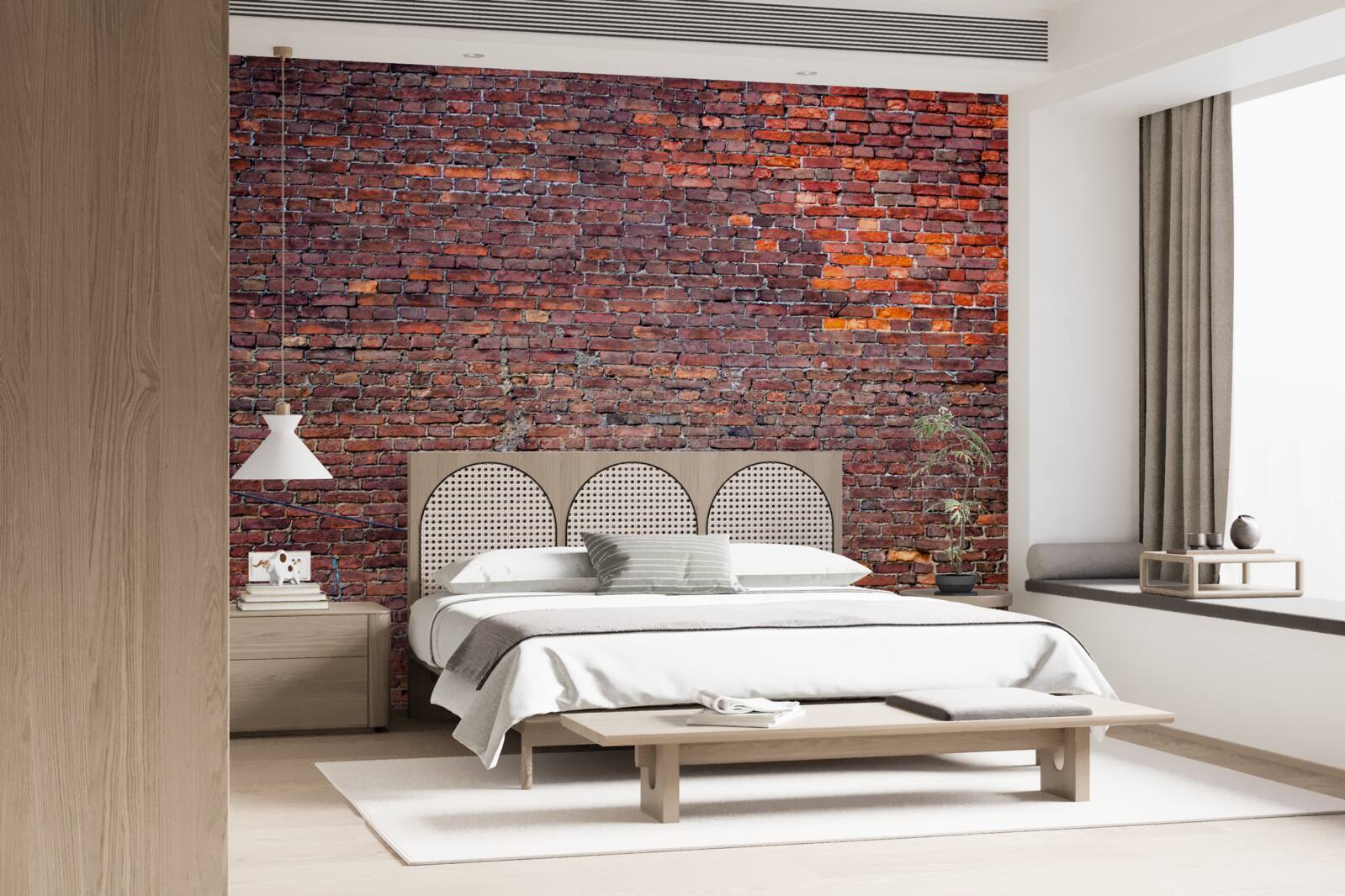 Fotobehang oude rode bakstenen muur