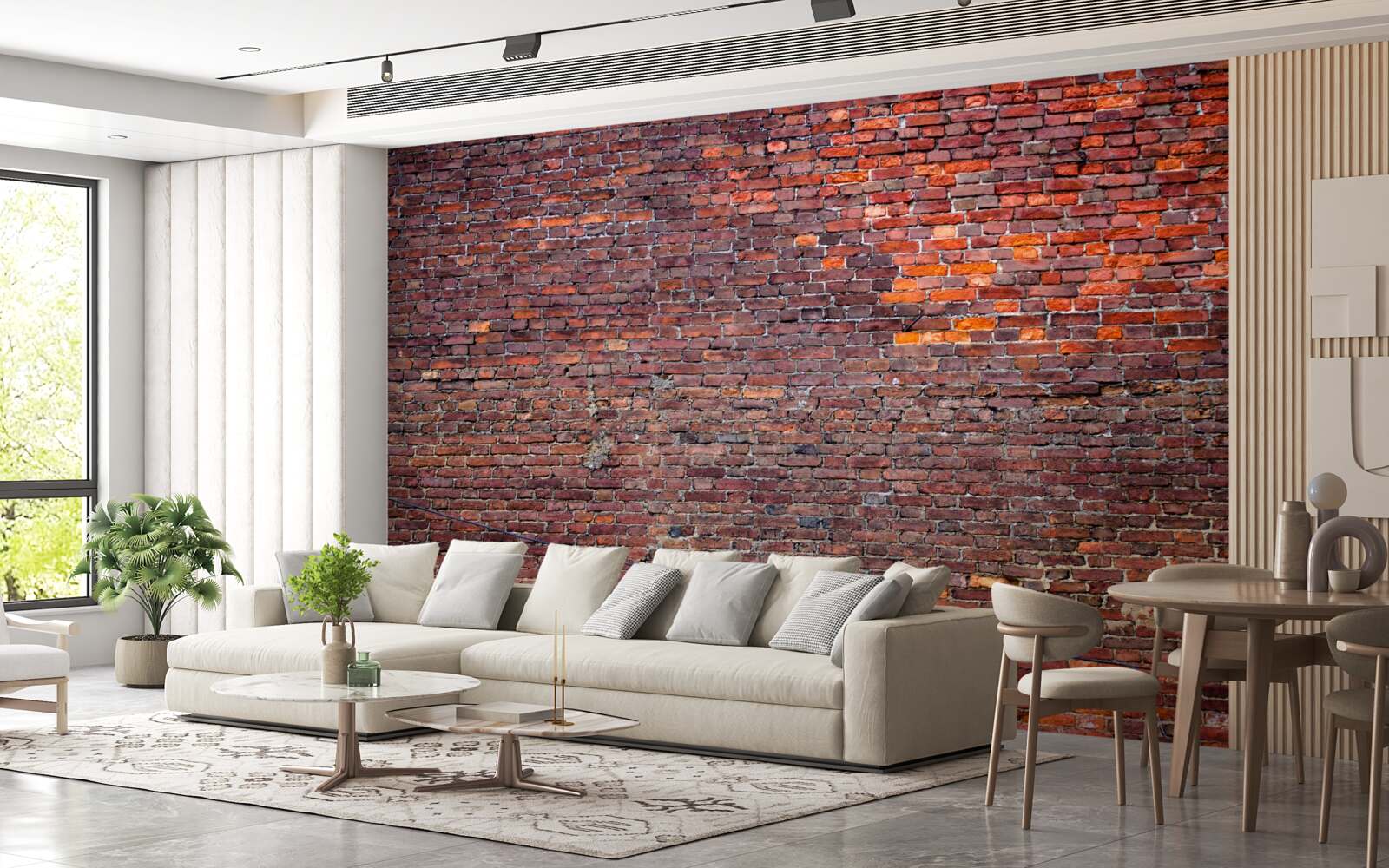 Fotobehang oude rode bakstenen muur