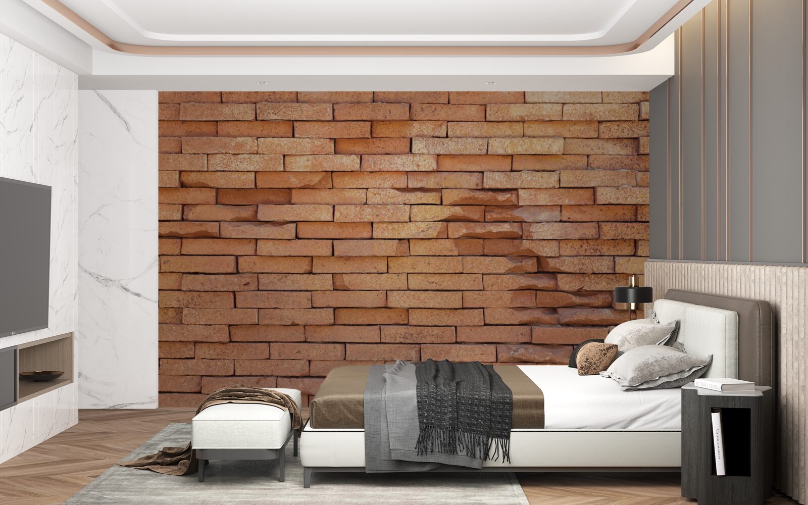 Fotobehang reliëf van rode baksteen