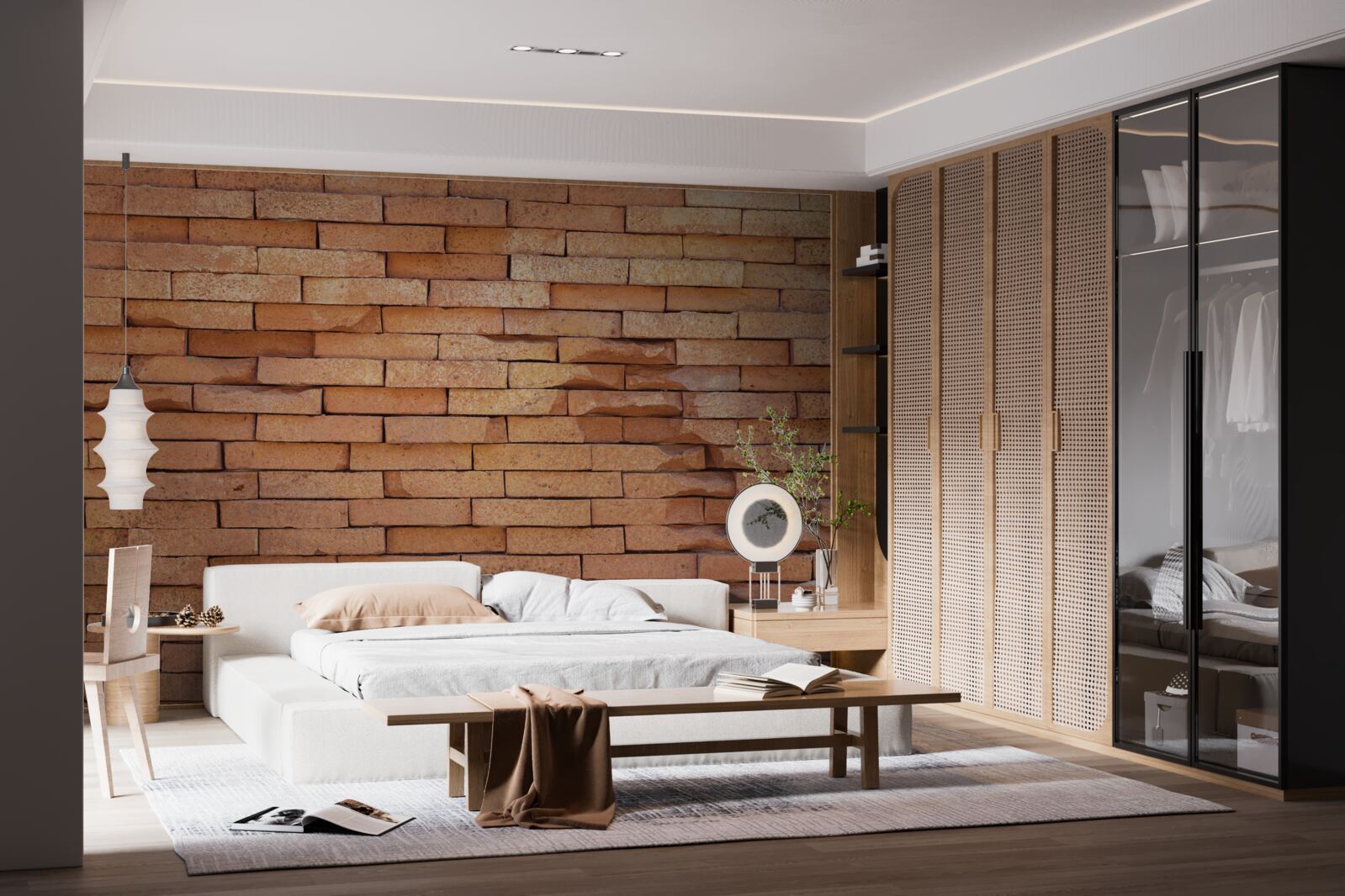 Fotobehang reliëf van rode baksteen