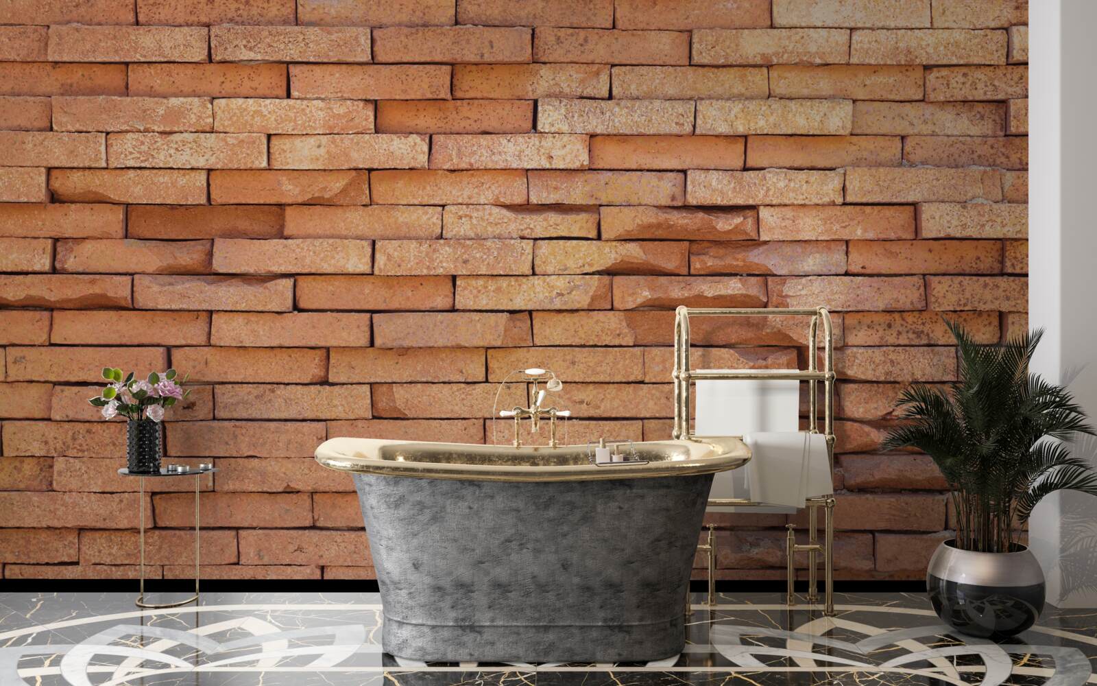 Fotobehang reliëf van rode baksteen