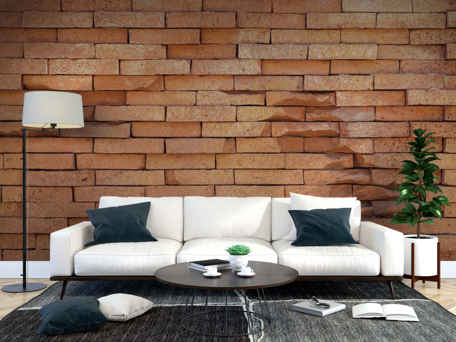 Fotobehang reliëf van rode baksteen