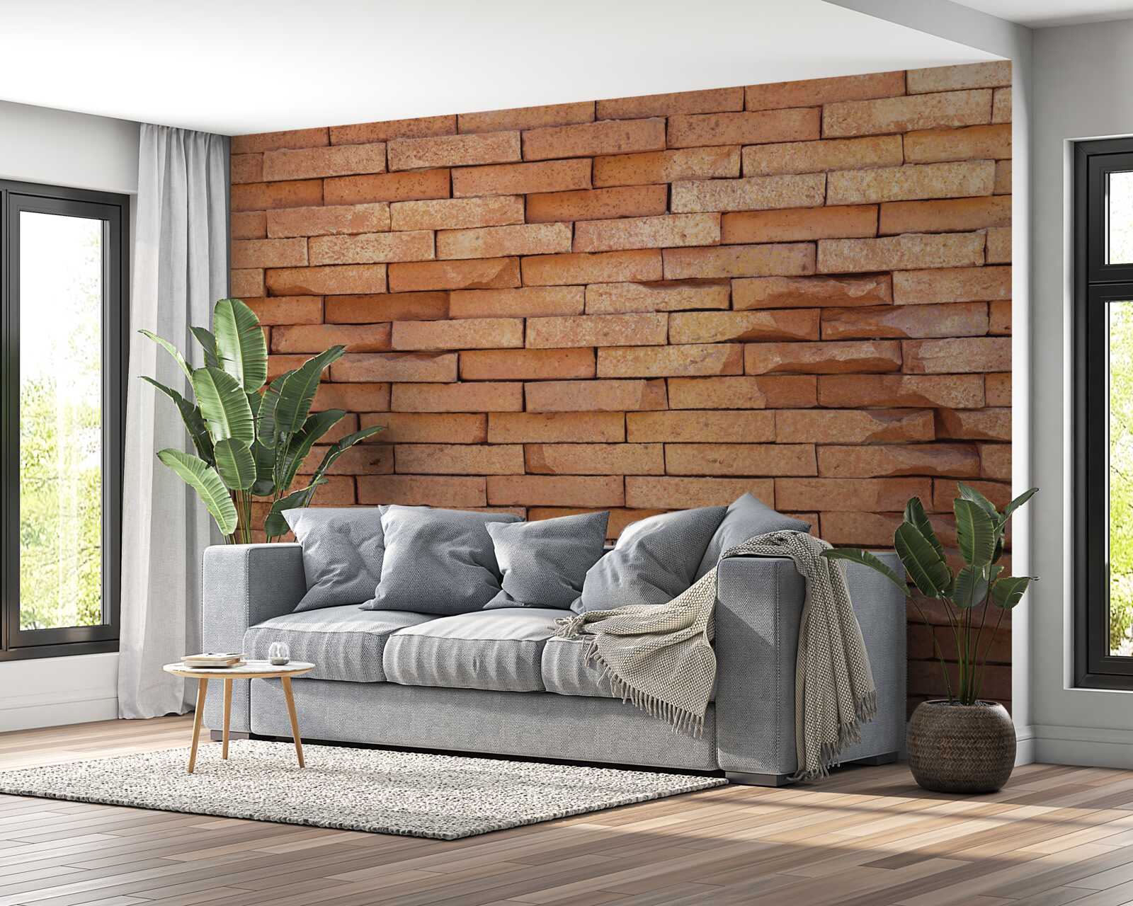 Fotobehang reliëf van rode baksteen