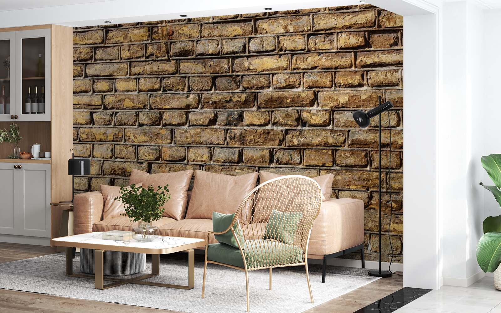 Fotobehang Onbehandelde bakstenen muur