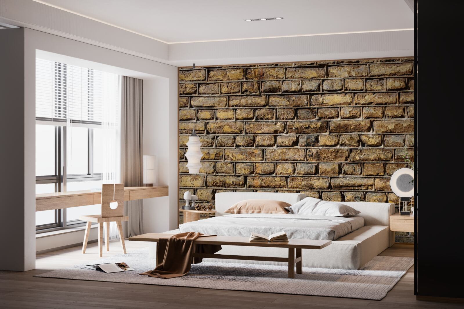 Fotobehang Onbehandelde bakstenen muur