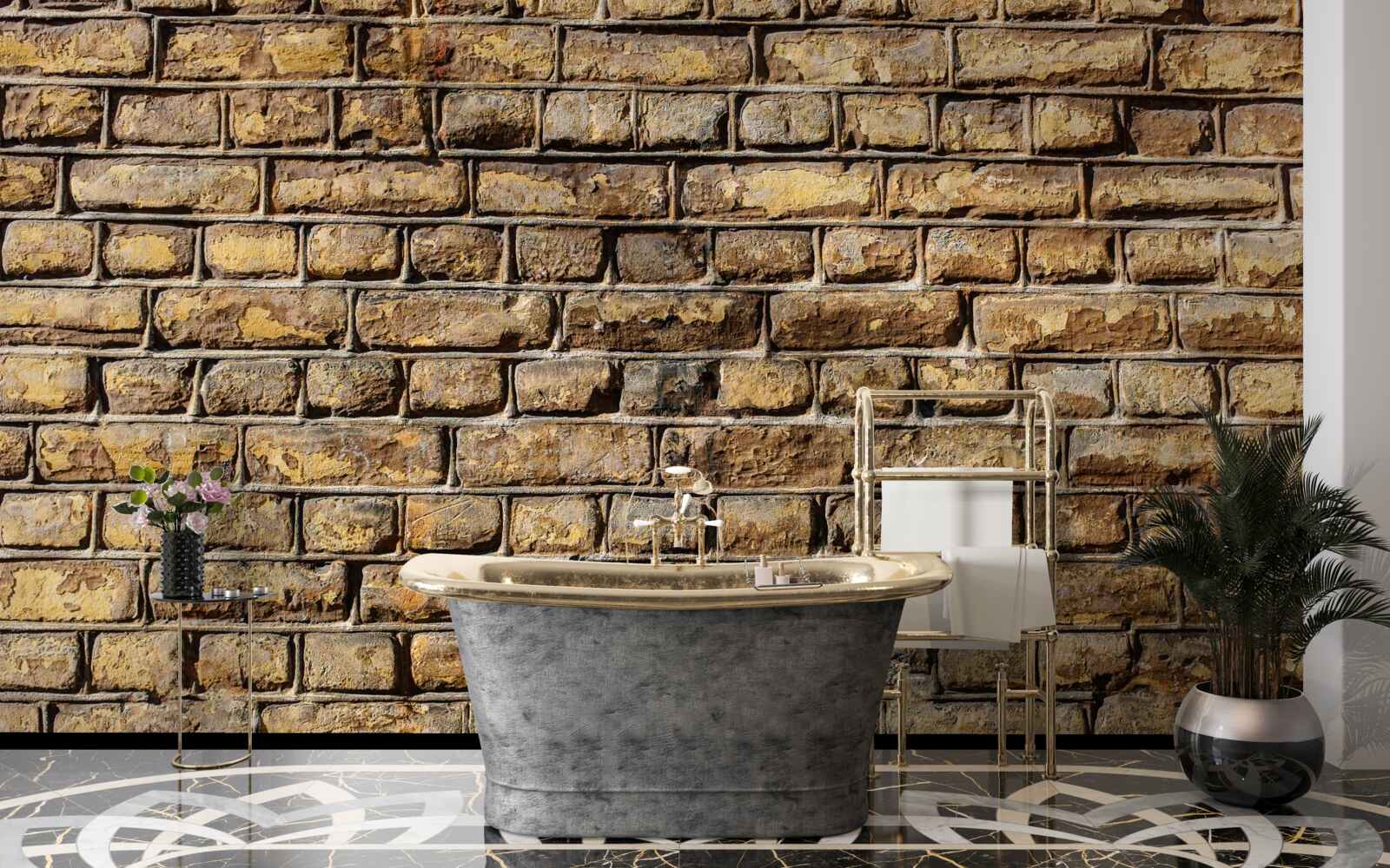 Fotobehang Onbehandelde bakstenen muur