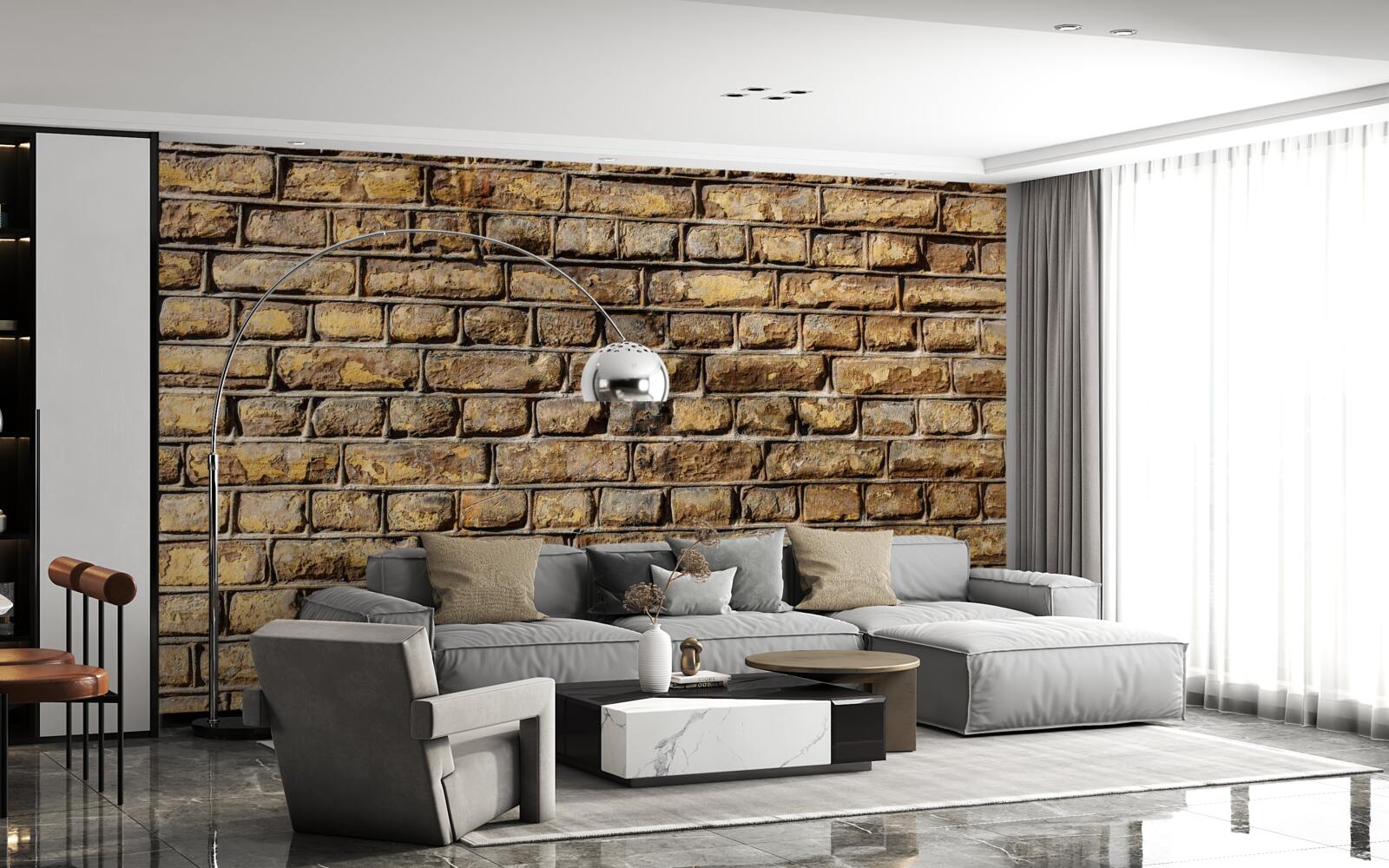 Fotobehang Onbehandelde bakstenen muur