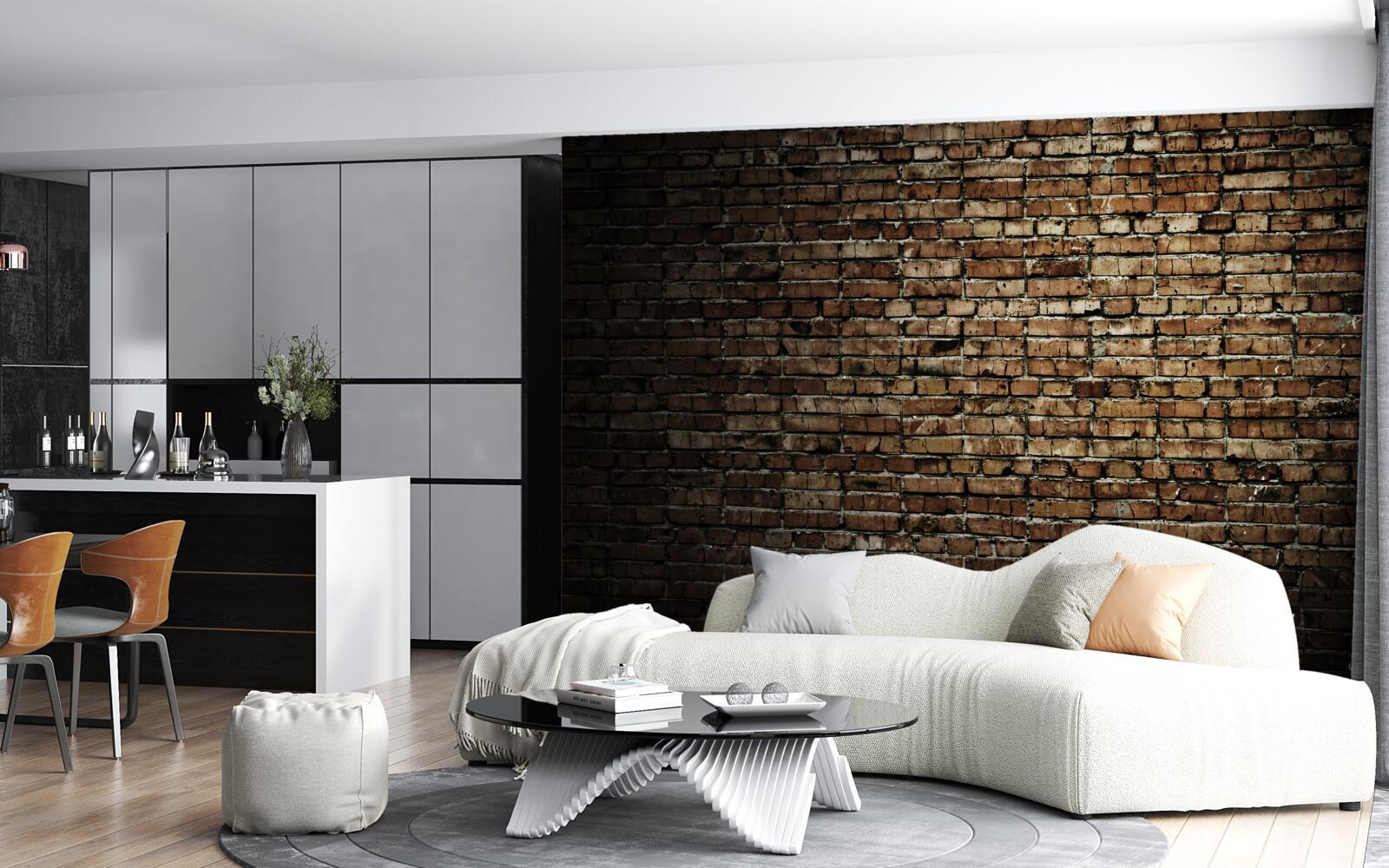 Fotobehang donkere bakstenen muur