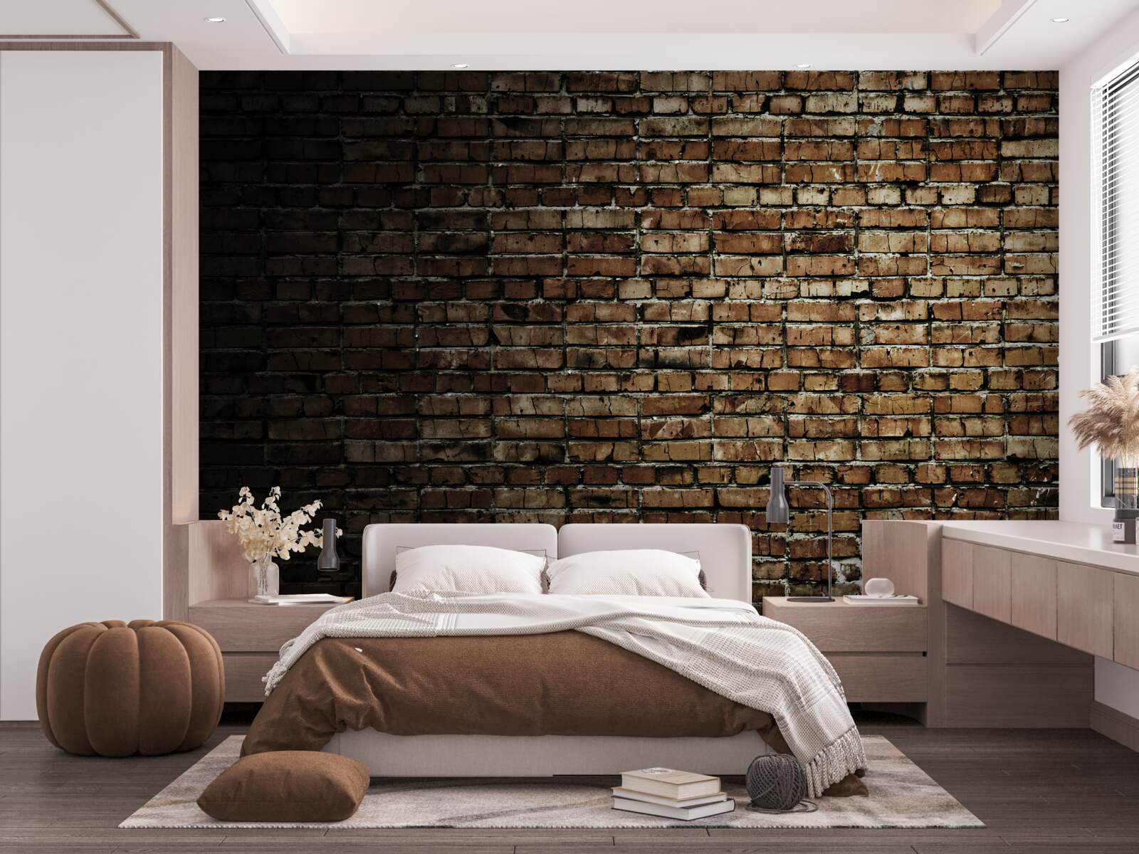 Fotobehang donkere bakstenen muur