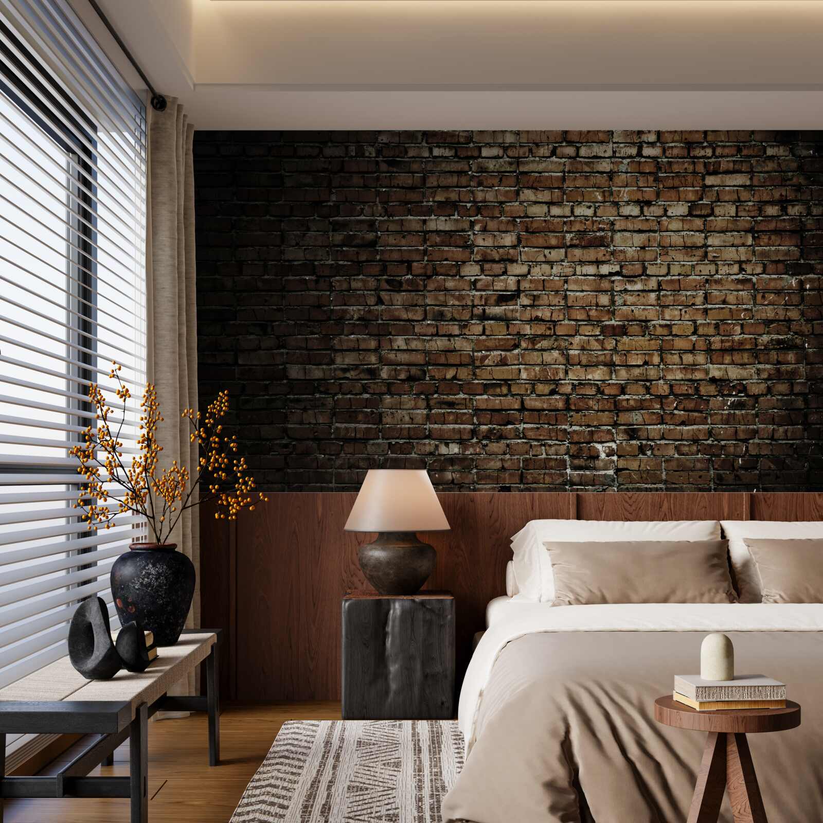 Fotobehang donkere bakstenen muur