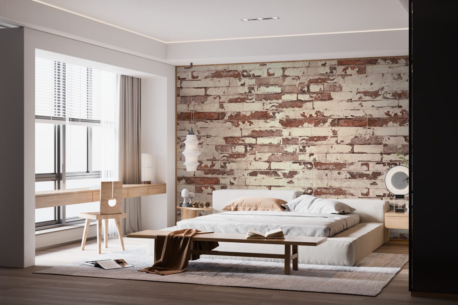 Fotobehang oude bakstenen muur met een bekrast oppervlak