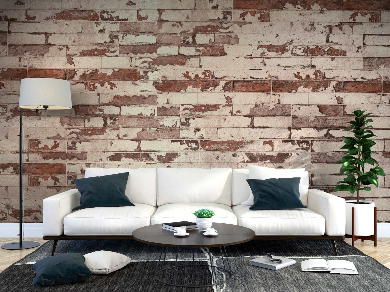 Fotobehang oude bakstenen muur met een bekrast oppervlak