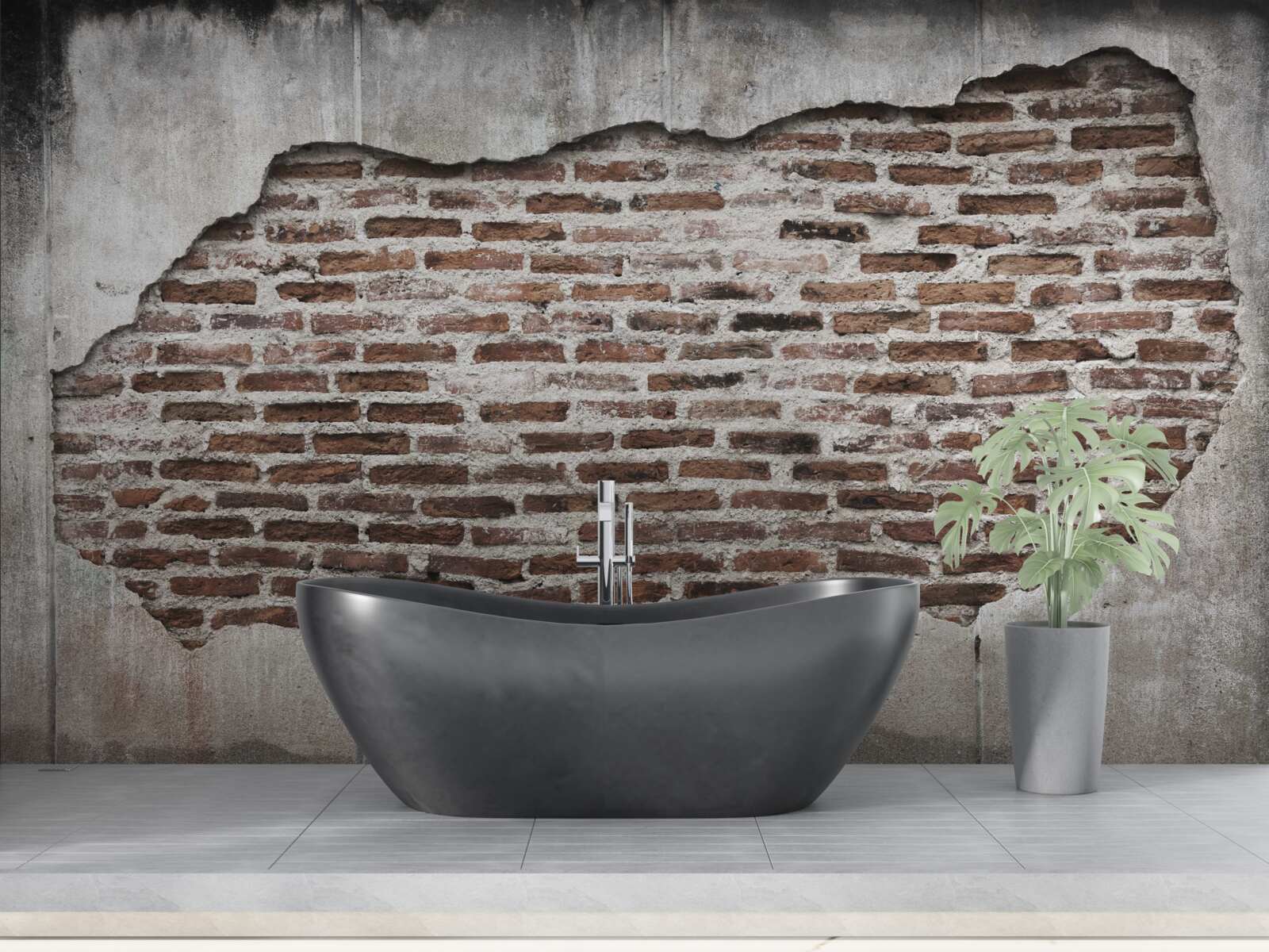 Fotobehang deel van een afgebrokkelde muur