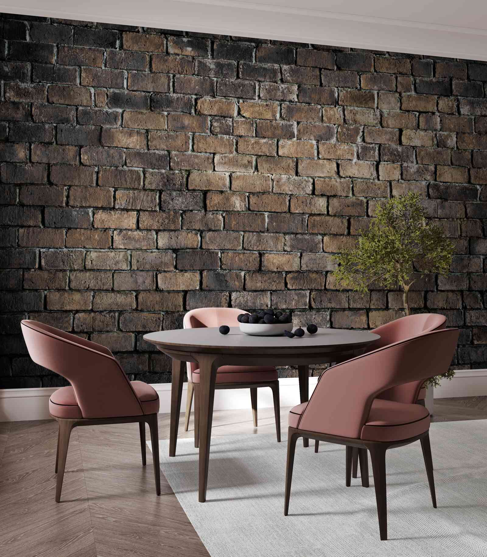 Fotobehang donkere kleur van een bakstenen muur