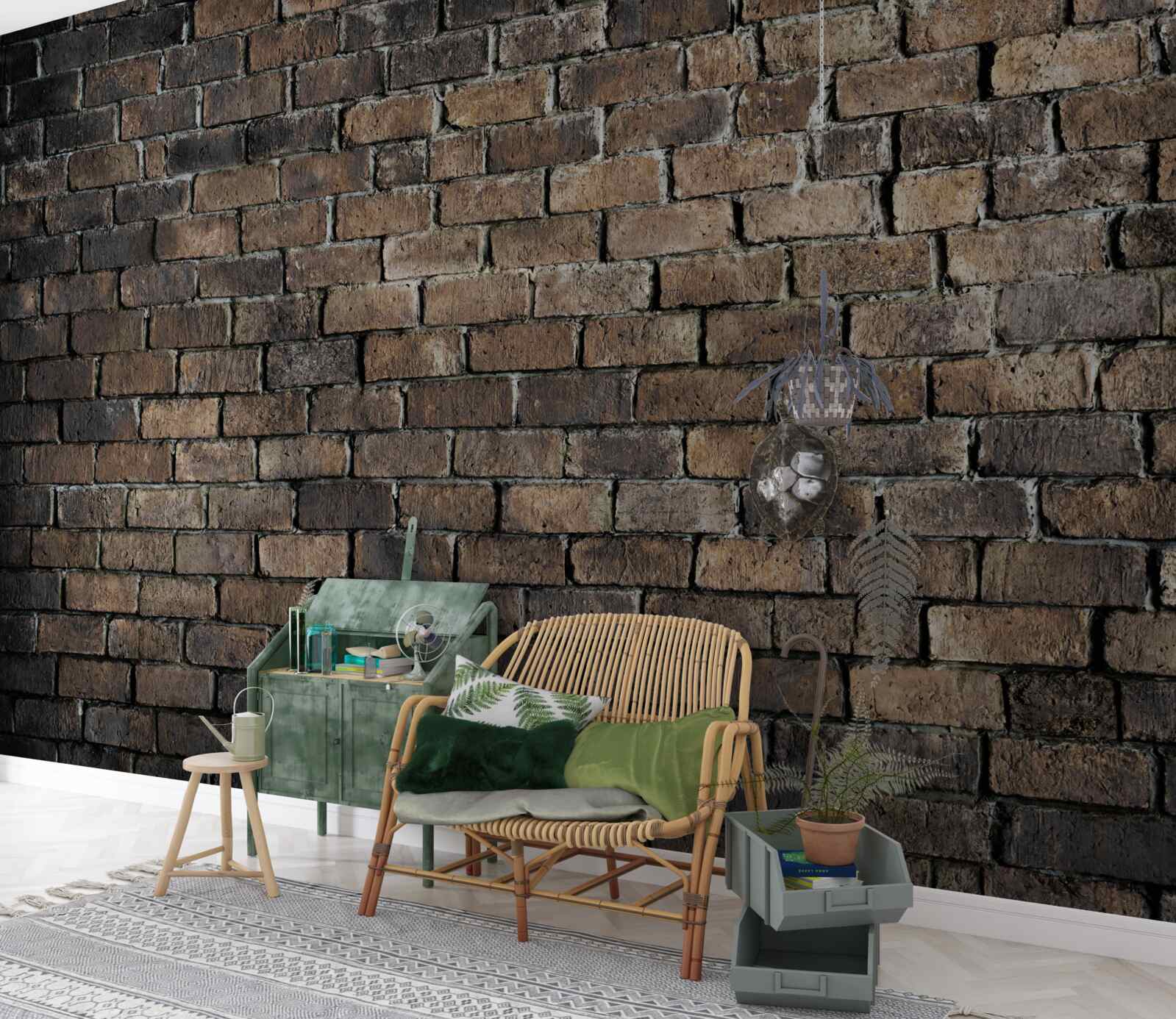 Fotobehang donkere kleur van een bakstenen muur