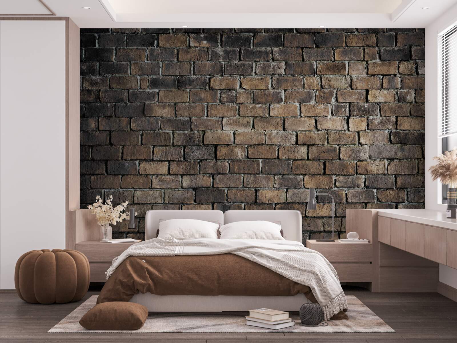 Fotobehang donkere kleur van een bakstenen muur