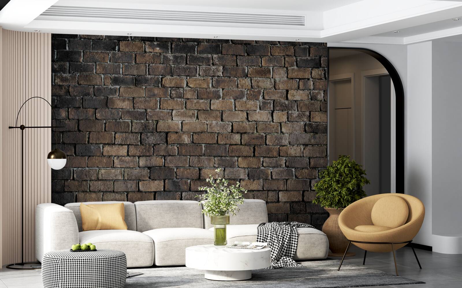 Fotobehang donkere kleur van een bakstenen muur