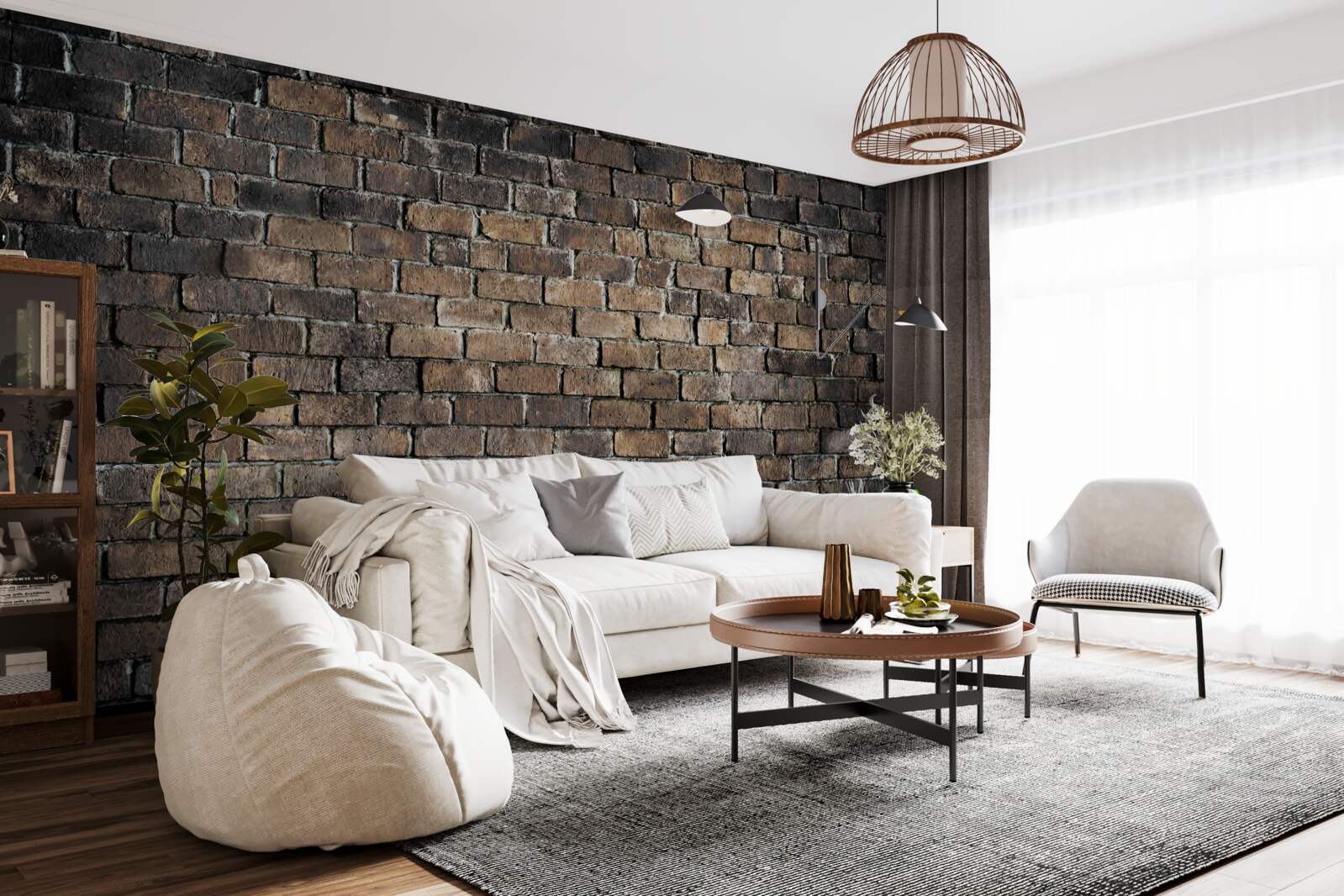 Fotobehang donkere kleur van een bakstenen muur