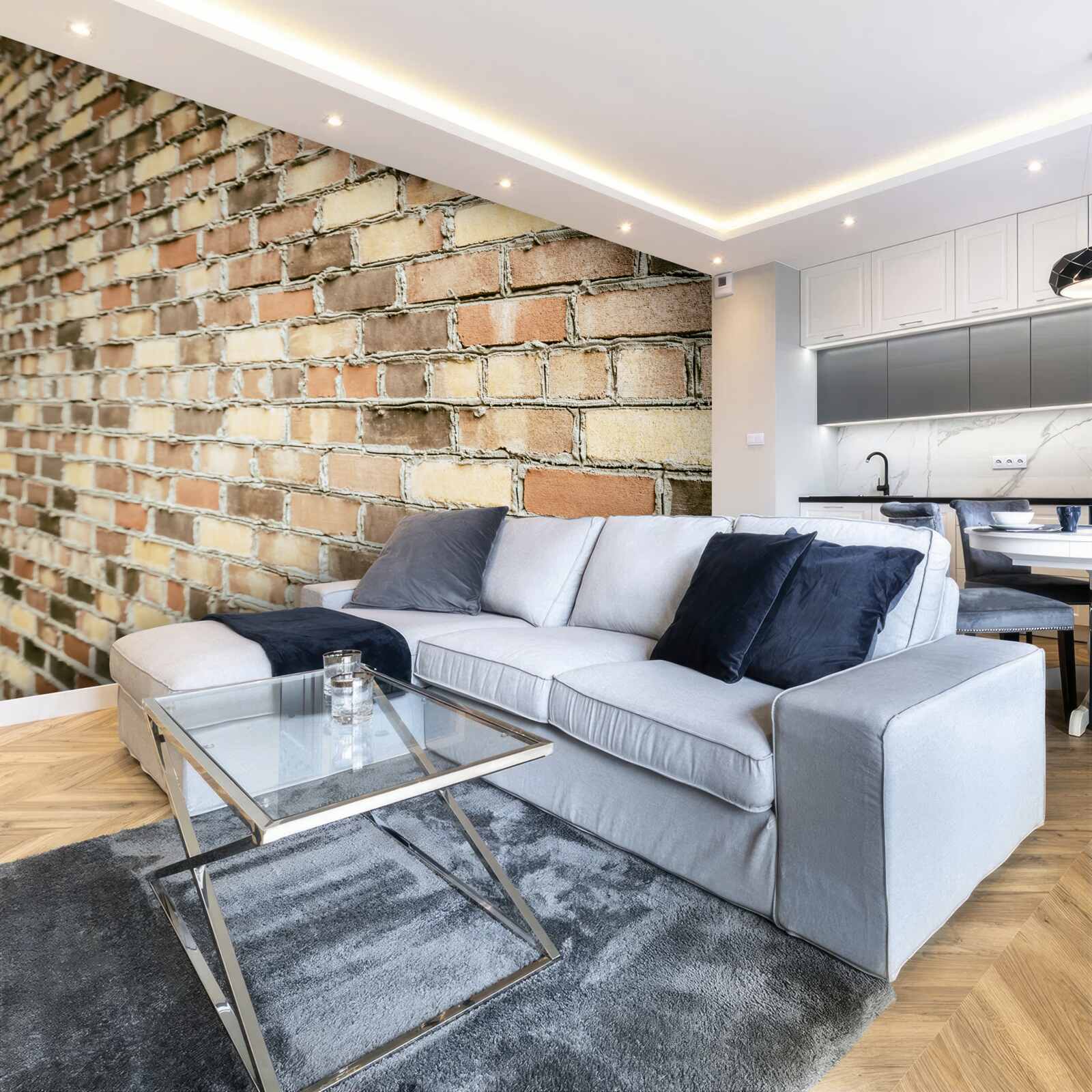 Fotobehang zijaanzicht van bakstenen muur