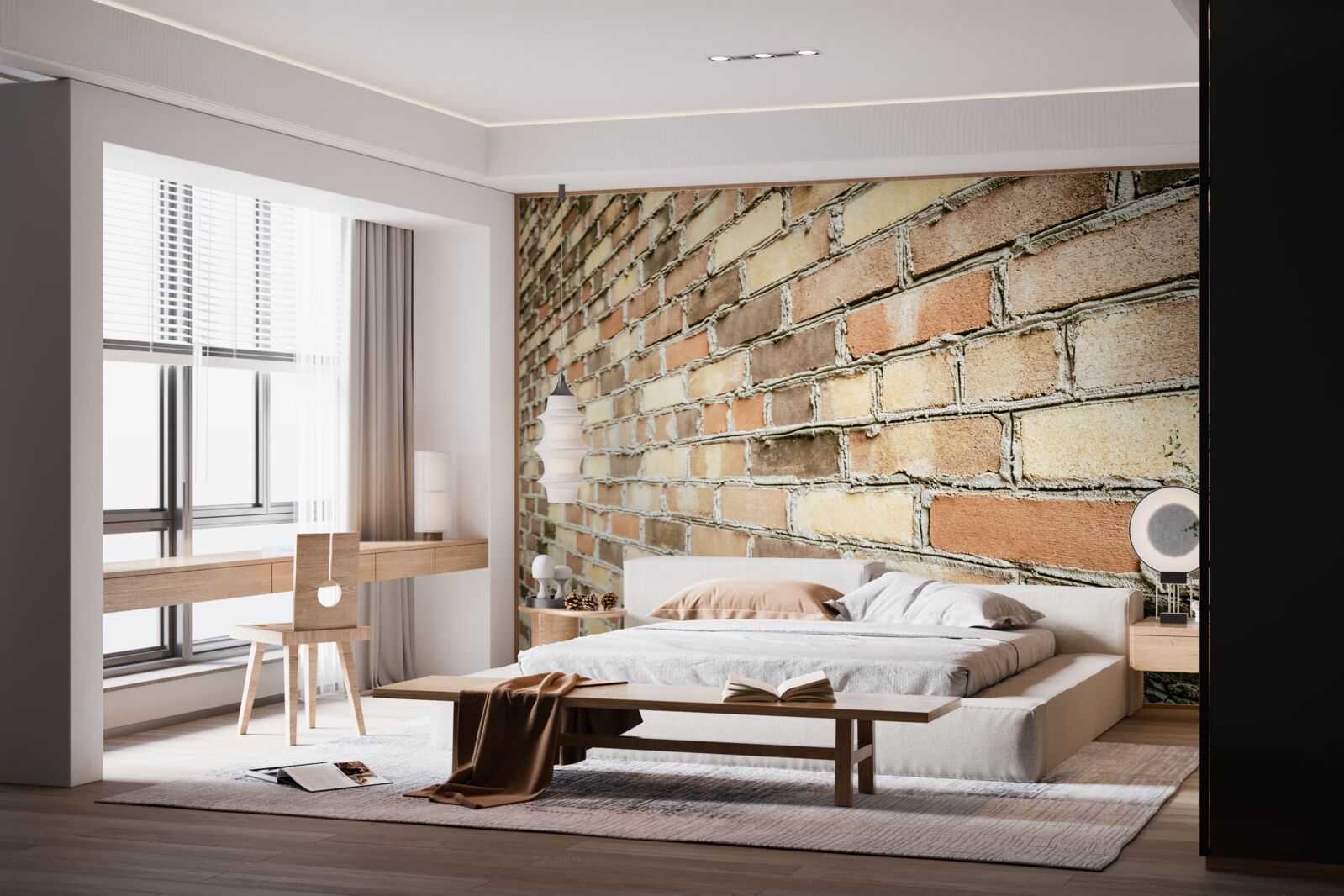 Fotobehang zijaanzicht van bakstenen muur