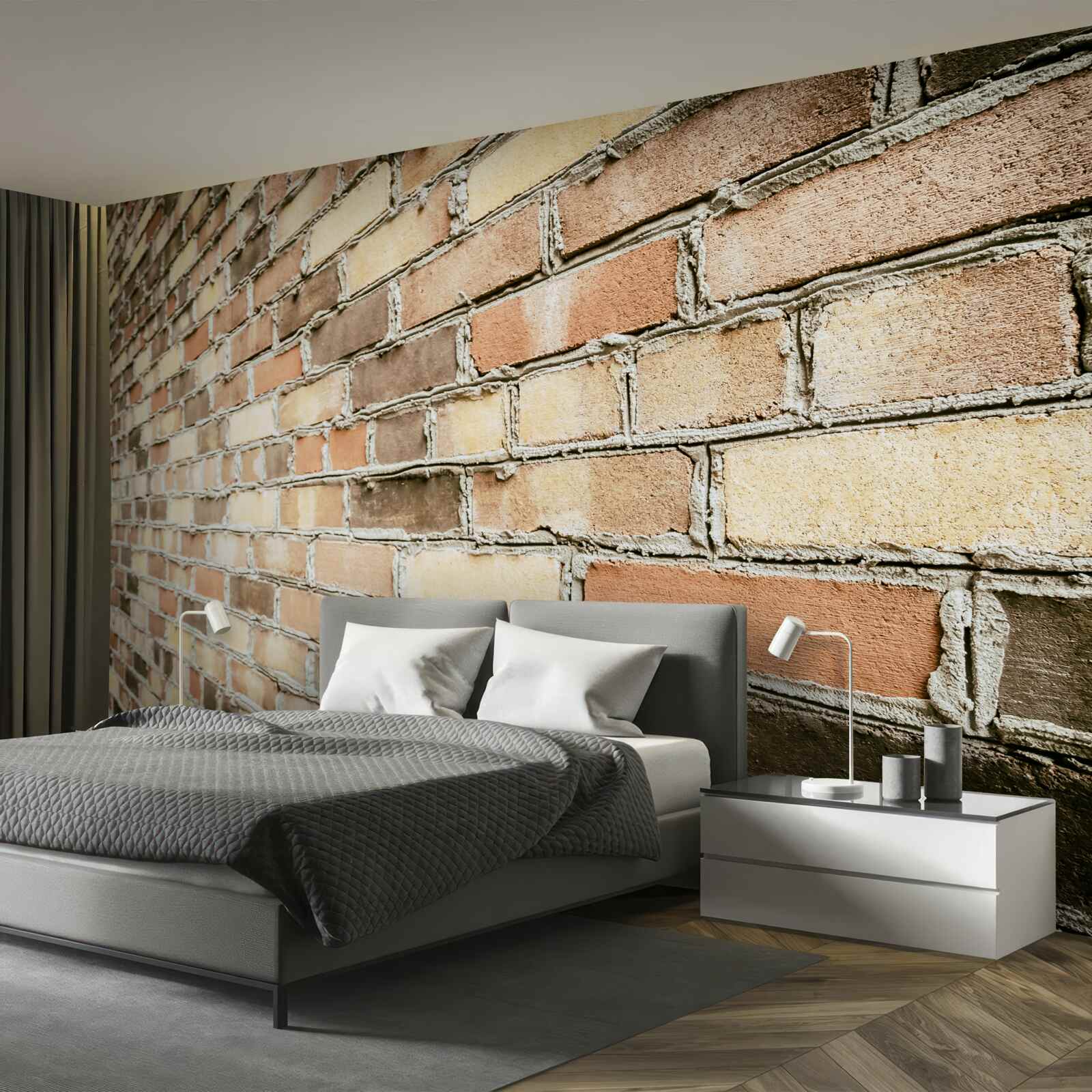 Fotobehang zijaanzicht van bakstenen muur