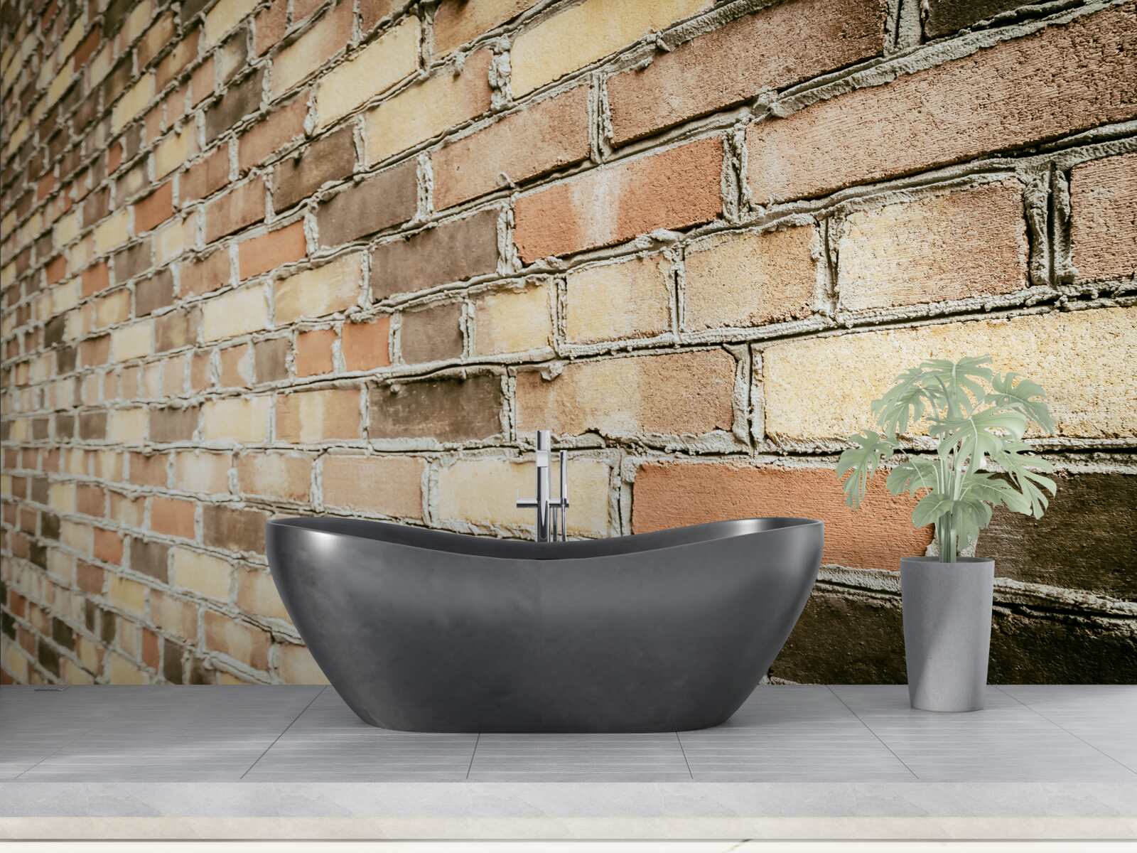 Fotobehang zijaanzicht van bakstenen muur