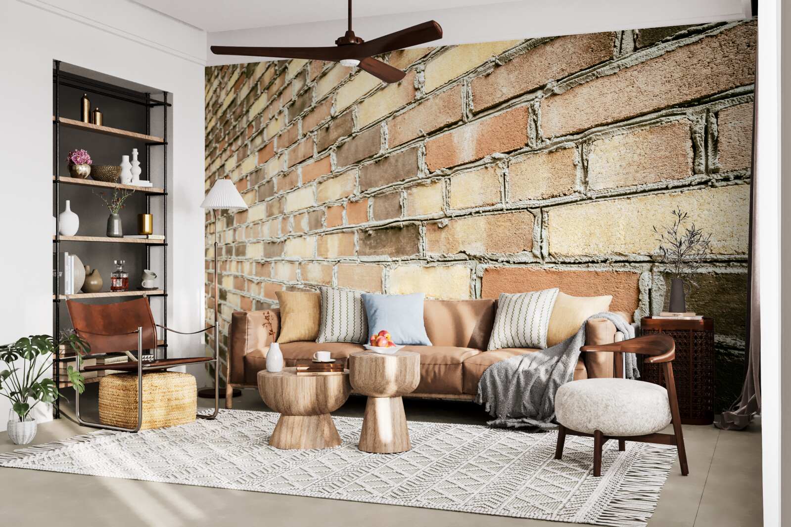 Fotobehang zijaanzicht van bakstenen muur