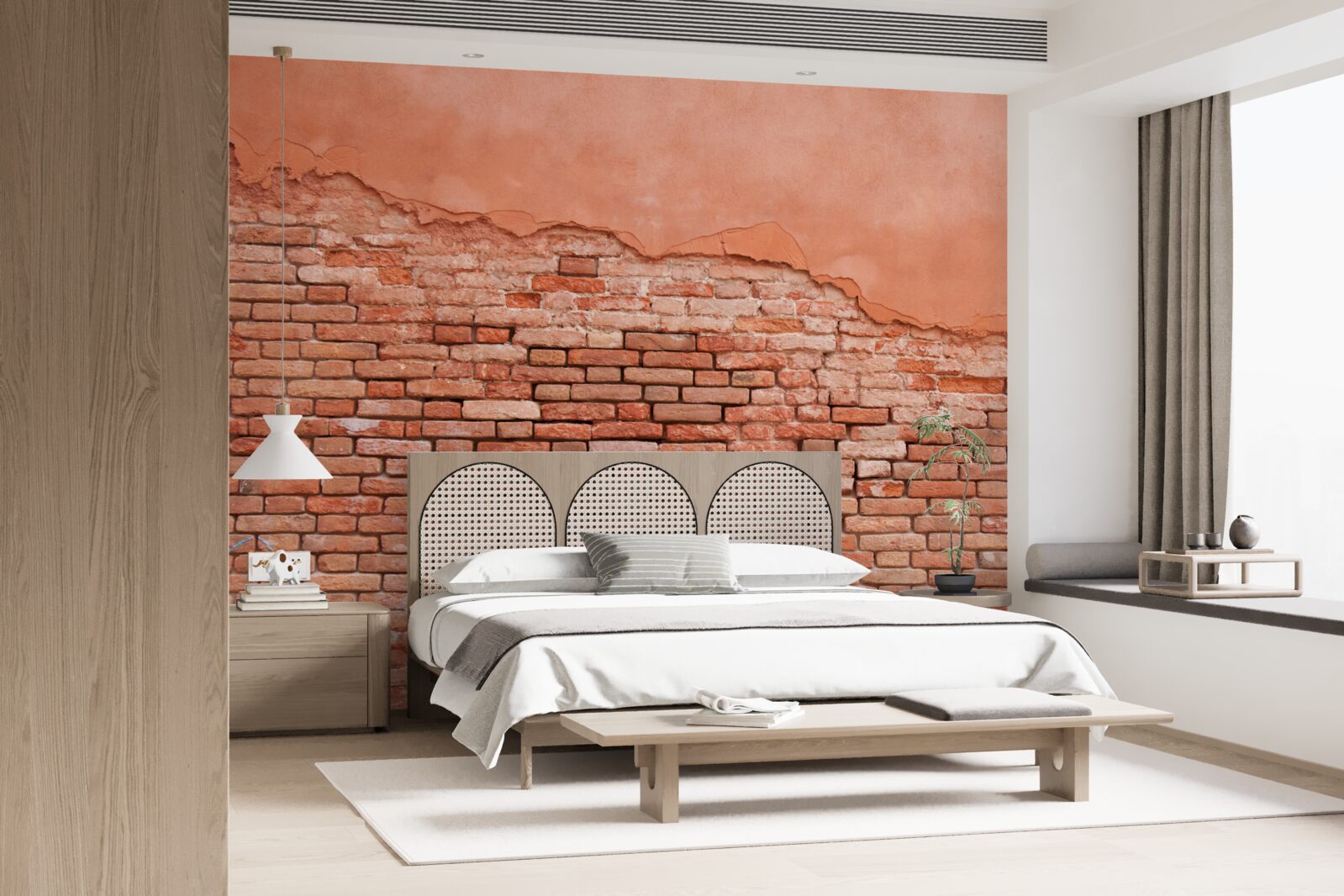 Fotobehang ingestorte bakstenen muur