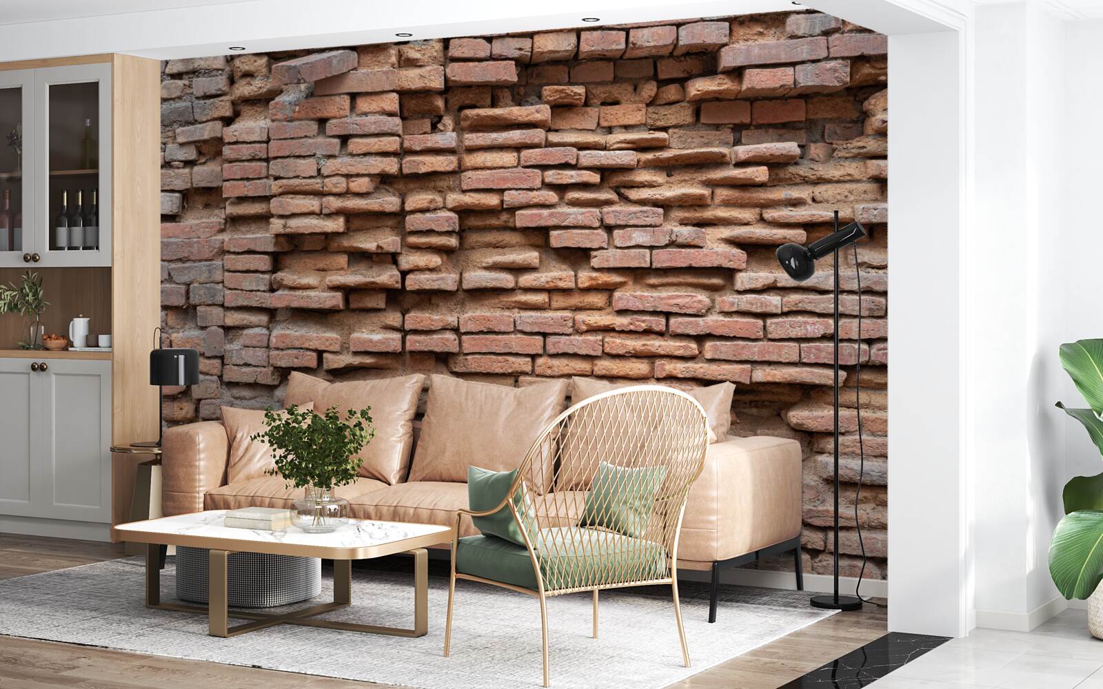 Fotobehang een muur van steen die afbrokkelt