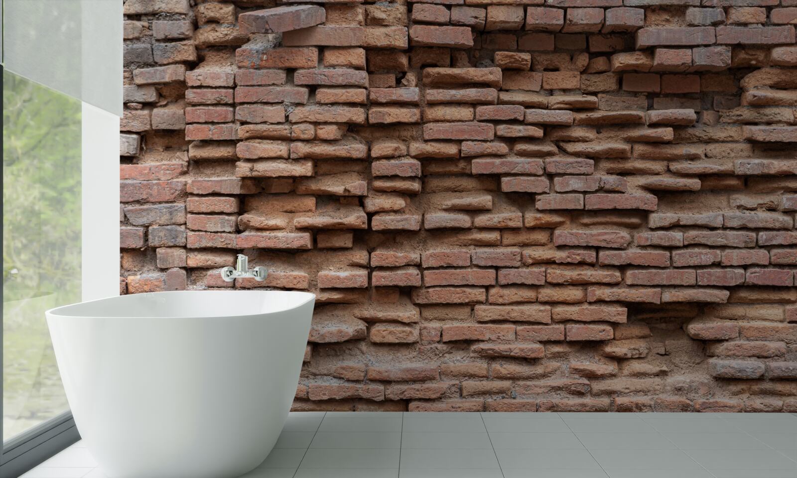 Fotobehang een muur van steen die afbrokkelt