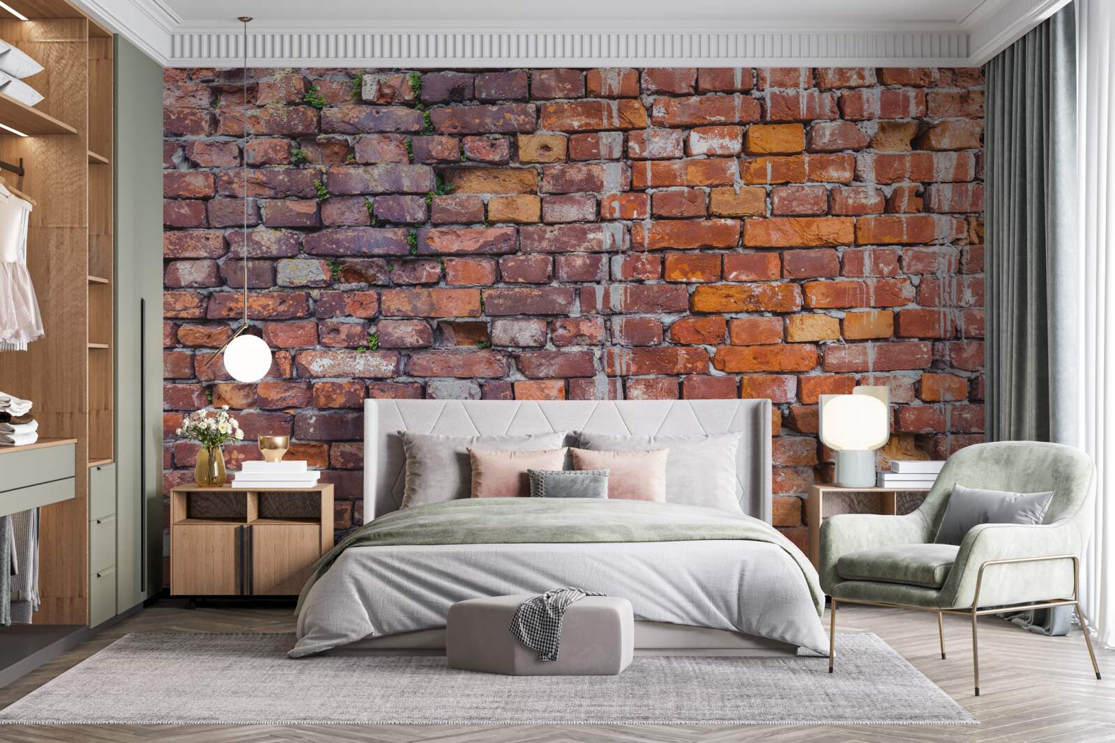 Fotobehang lekken op een historische bakstenen muur