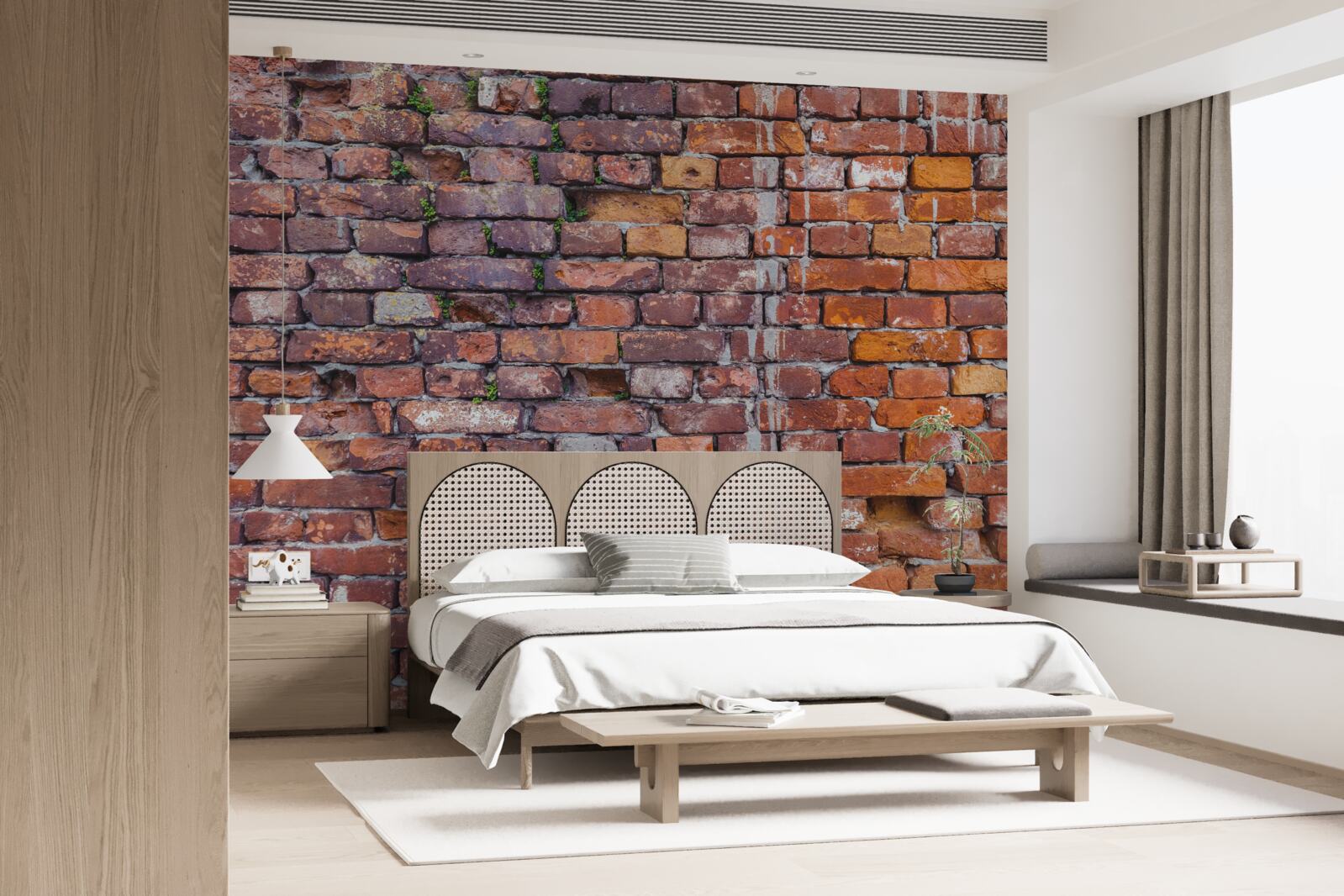 Fotobehang lekken op een historische bakstenen muur