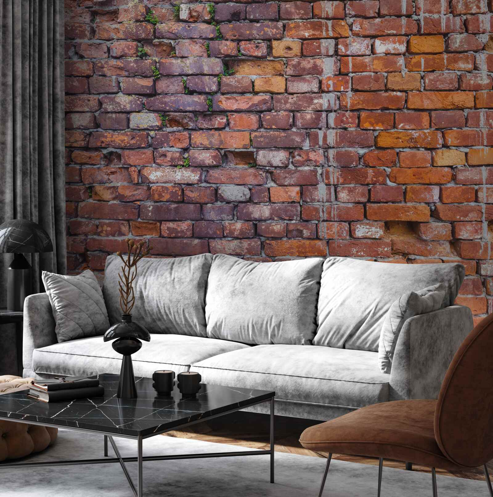 Fotobehang lekken op een historische bakstenen muur